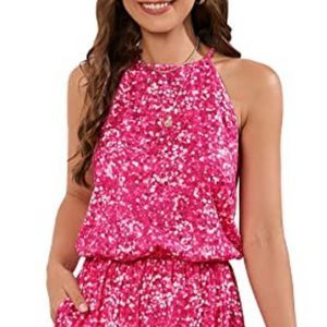 Women's Summer Halter  Casual Sleeveless Floral Ruffle Beach Vacation SunDresses